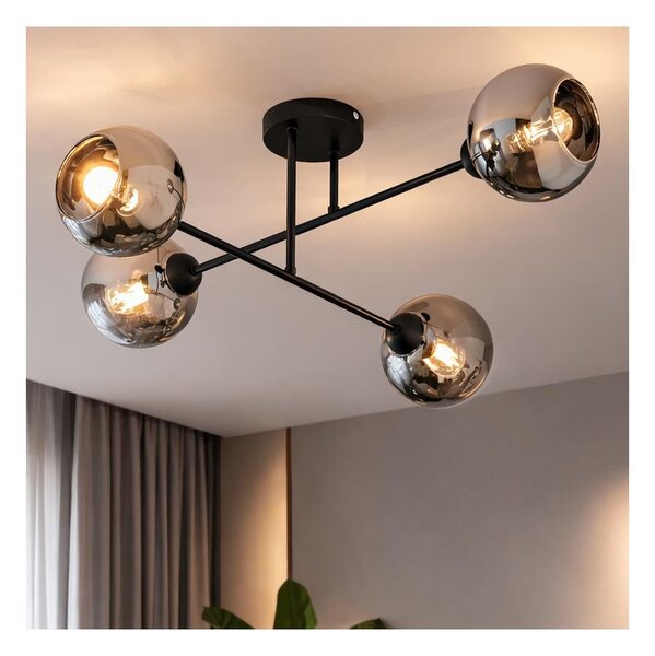 Brilagi - Повърхностно монтиран полилей DIOR 4xE27/60W/230V черен/димно сив