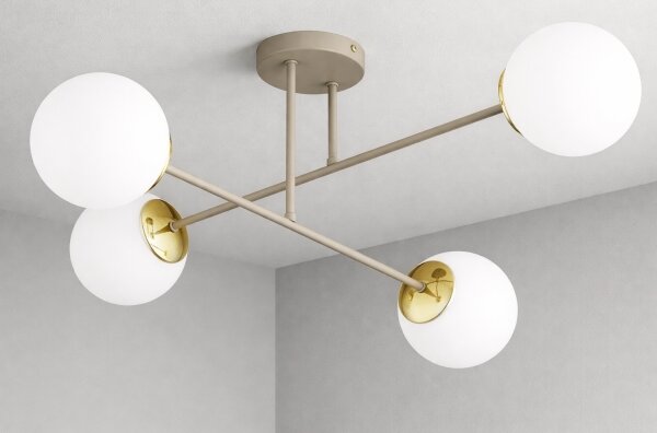 Brilagi - Полилей за директен монтаж MILO ECRU 4xE27/60W/230V бежов/златен