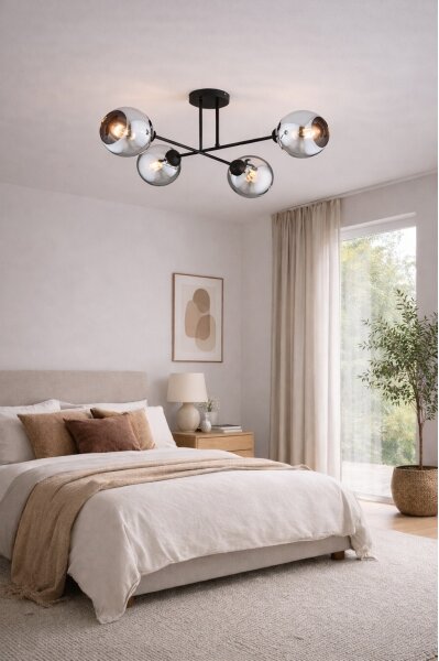 Brilagi - Повърхностно монтиран полилей DIOR 4xE27/60W/230V черен/димно сив