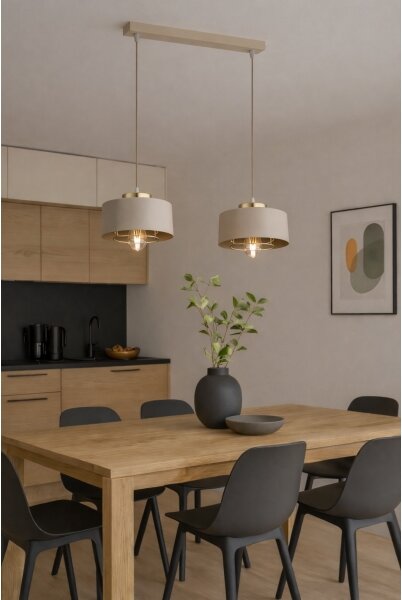 Brilagi - Полилей на кабел SPRING 2xE27/60W/230V бежов/златен