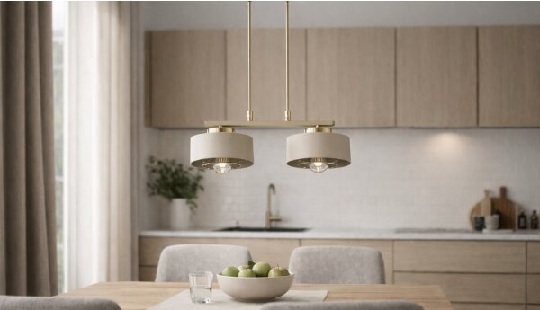 Brilagi - Полилей с кабелно окачване SPRING 2xE27/60W/230V бежов/златен