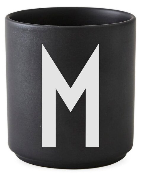 Черна порцеланова чаша Alphabet M, 250 ml A-Z - Design Letters