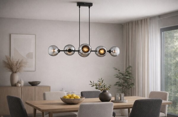 Brilagi - Полилей на кабел DIOR 6xE27/60W/230V черен/димчато сив