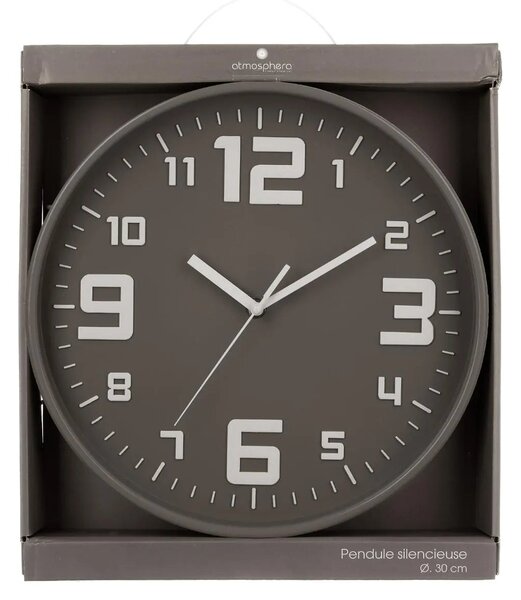 Стенен часовник atmosphera Elian, Ø30 cm - Сив