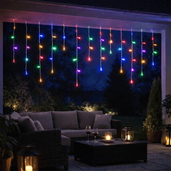 Aigostar - LED външен коледен гирлянд 300xLED/8 режима, 3xAA, 18 x 0,6 m, IP44, многоцветен