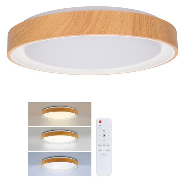 Brilagi - Димируема LED таванна лампа FLOCO LED/48W/230V Ø 40 см дърво/бяло + дистанционно управление