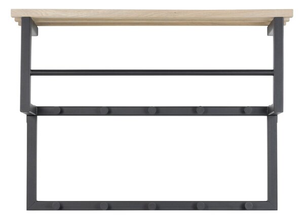 Черна/в естествен цвят метална стенна закачалка с рафт 71 cm Rizzoli – Spinder Design