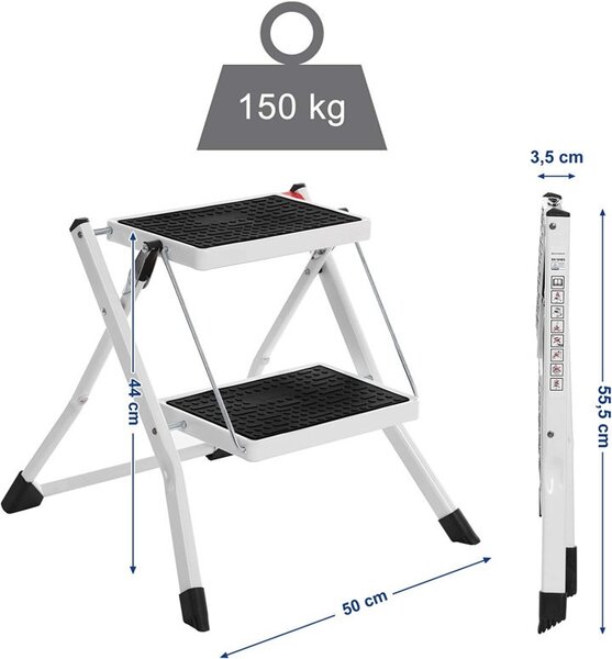 Сгъваемо стълбище, Songmics, 20 см, 150 кг