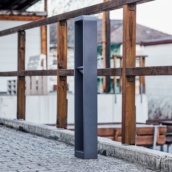 Lindby LED осветление за пътеки Darko, 100cm, сиво, метал, IP54, Сив, Алуминий, Модерен