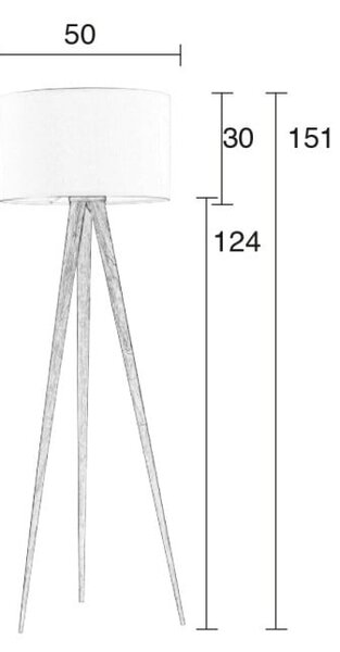 Бяла подова лампа Триножник Дърво, ø 50 cm - Zuiver