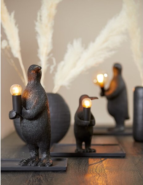 Матово-черна настолна лампа (височина 24 cm) Penguin – Light & Living