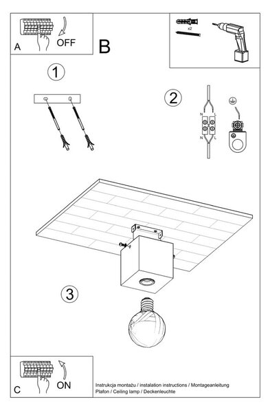 Сиво осветително тяло за таван 10x10 cm Gabi – Nice Lamps