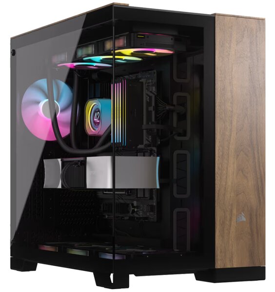 Corsair 6500X Tempered Glass Mid-Tower, Black/Walnut Wood, EAN: 0840006688846