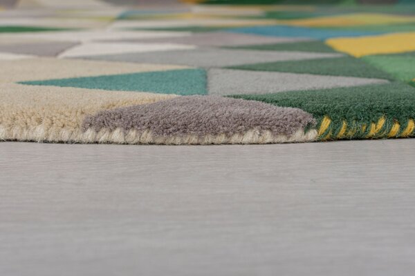 Килим Prism Зелен/Многоцветен 160X160 см, кръгъл, Flair Rugs