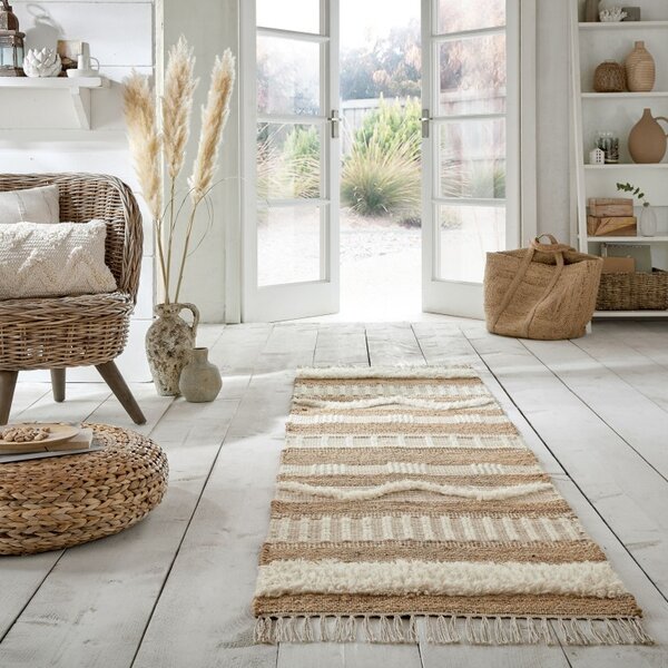 Пътека Медина от естествен юта/ивори 60X230 см, Flair Rugs