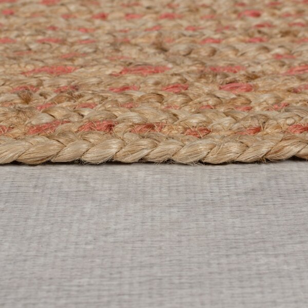 Килим Capri от юта кръгъл натурален/корал 180X180 см, Flair Rugs