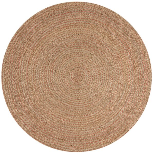Килим Capri от юта кръгъл натурален/корал 180X180 см, Flair Rugs