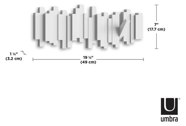 Бяла пластмасова закачалка за стена Sticks - Umbra
