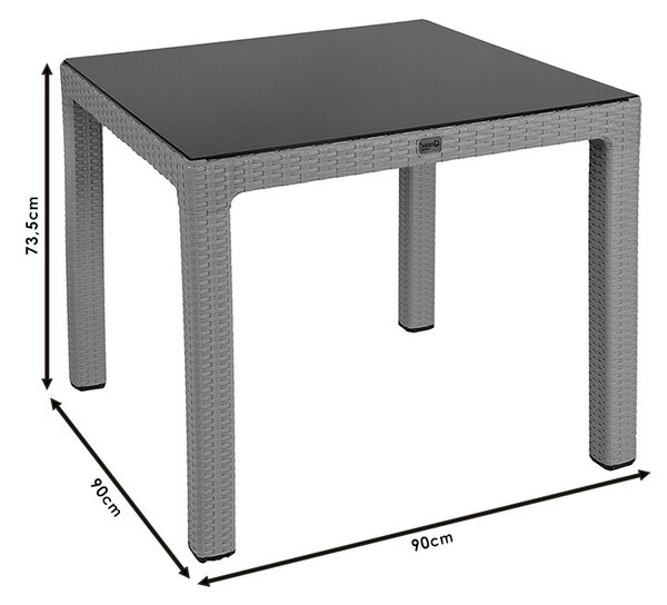 Външна маса Explore с UV защита, пластмаса, цвят капучино 90x90x73.5см