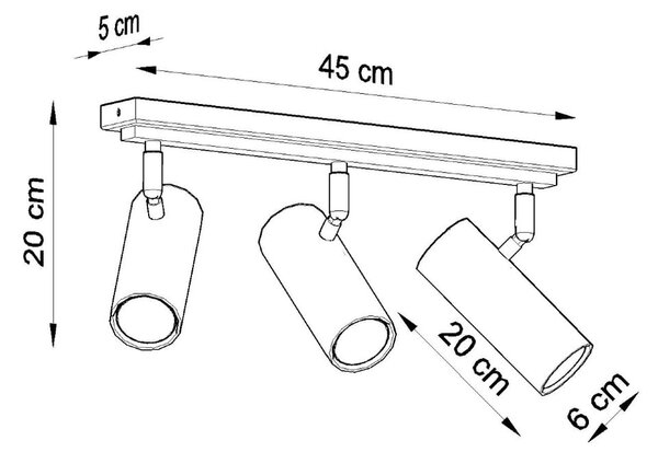 Черно осветително тяло за таван 6x45 cm Mira – Nice Lamps