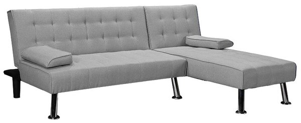 Разтегателен ъглов диван ляв ъгъл Brisk текстил сив 200x146x75 см