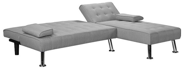 Разтегателен ъглов диван ляв ъгъл Brisk текстил сив 200x146x75 см