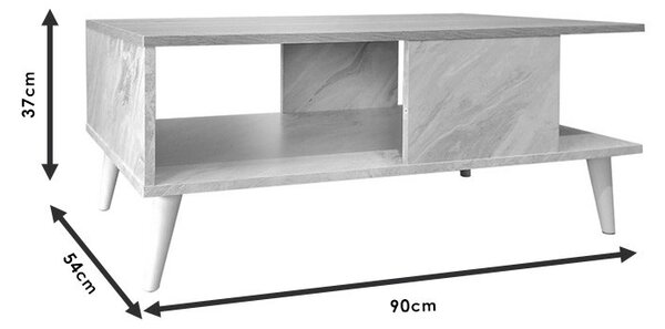 Масичка за кафе Мозес цвят сонома - вид бяла мрамор 90x54x37.5см