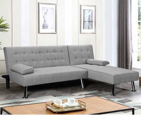 Разтегателен ъглов диван ляв ъгъл Brisk текстил сив 200x146x75 см