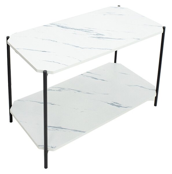 Масичка за кафе Mara MDF бял мраморен вид - черен 80x40x55см