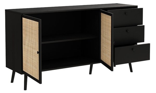 Конзола Осло черна с цвят на естествено дърво 150x39x79см