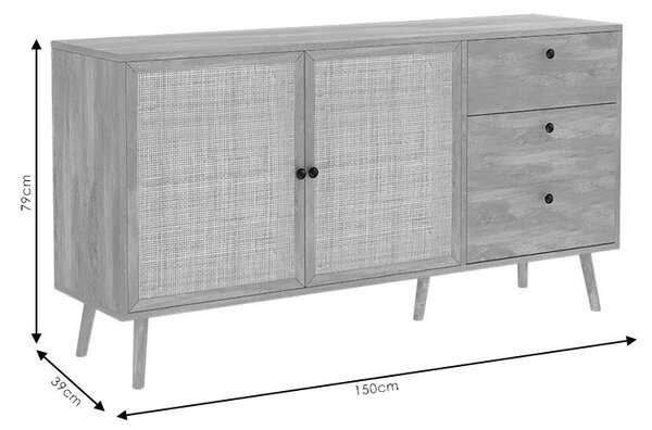Конзола Осло черна с цвят на естествено дърво 150x39x79см