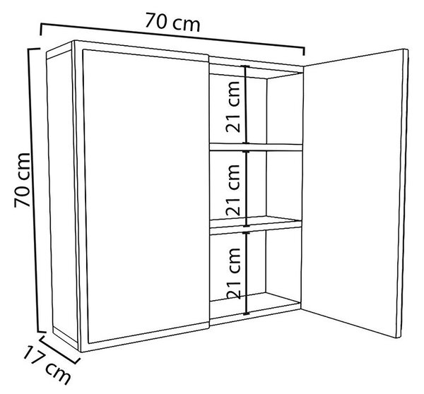 Шкаф за баня Поляна с огледало бял 70x17x70см