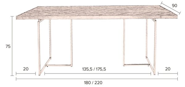 Трапезна маса от акация 90x180 cm Class - Dutchbone