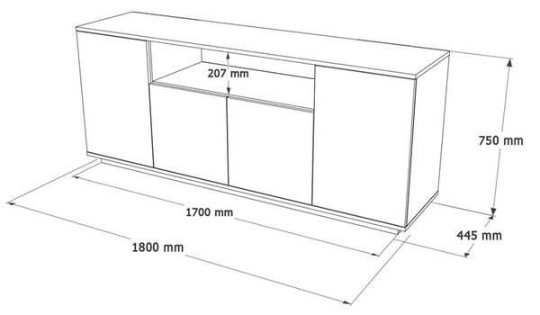 Конзола Placefol от меламин бял - цвят естествено дърво 180x44.5x75см