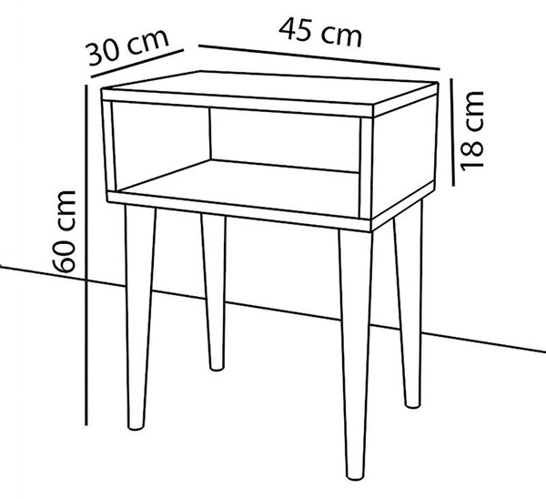 Нощно шкафче Ханк, цвят орех 45x30x60см