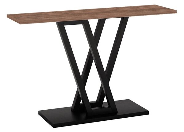 Конзола Wirmo, цвят орех меламинов - черен метален крак 110x30x80см