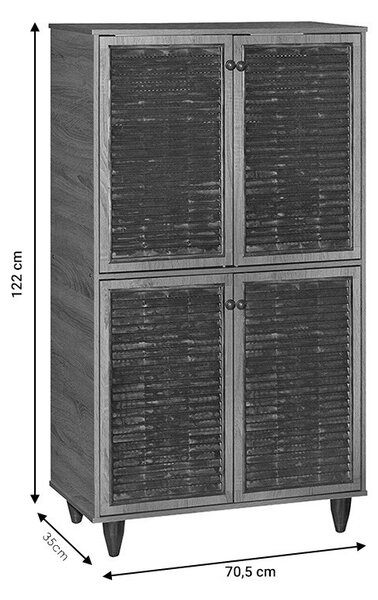 Шкаф за обувки Ronan в цвят орех 70.5x35x122см
