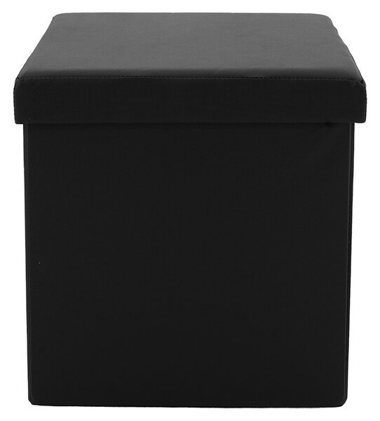 Табуретка-ракла за антре с място за съхранение Crystal от еко кожа черен 38x38x38см