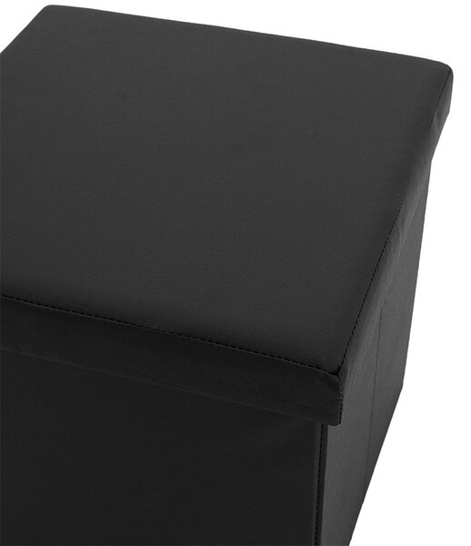 Табуретка-ракла за антре с място за съхранение Crystal от еко кожа черен 38x38x38см