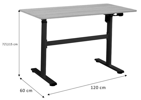 Бюро с регулируема височина Карла сонома - черно 120x60x72/115см