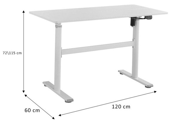 Бюро с регулируема височина Карла бяло 120x60x72/115см