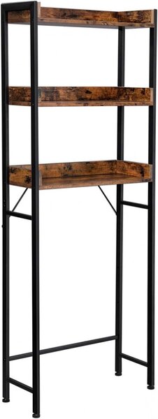 Рафт за баня тоалетна, Vasagle, Кафяво-черен, 63x25x165 см