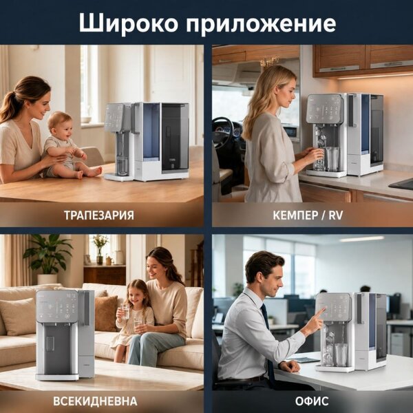 Система за пречистване на вода NatureFlow I4, 4.8 литра, Студена вода и кубчета лед, 10-степенна филтрация, Обратна осмоза, Бял/Сив