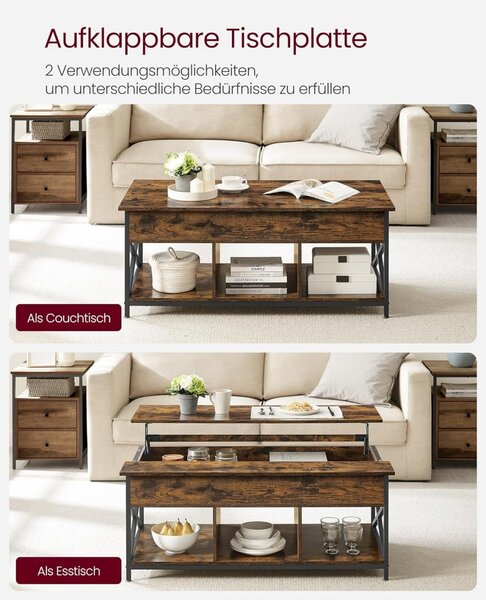 Масичка за кафе, Васагле, Кафяво-черно, 120×59.9×49.4 см