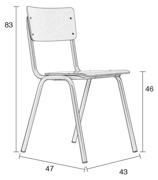 Сиви трапезни столове в комплект от 4 броя Back to school - Zuiver