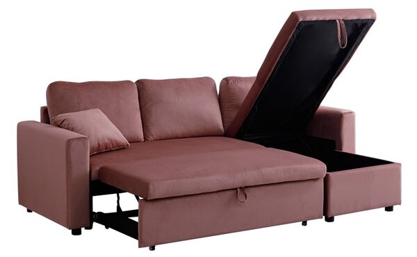 Ъглов диван с място за съхранение Kamore Dark Khaki 223x146x85 cm