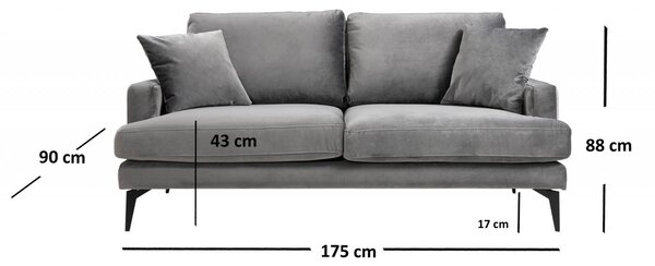 Диван за 2 места Лейла Антрацит 180x63 см