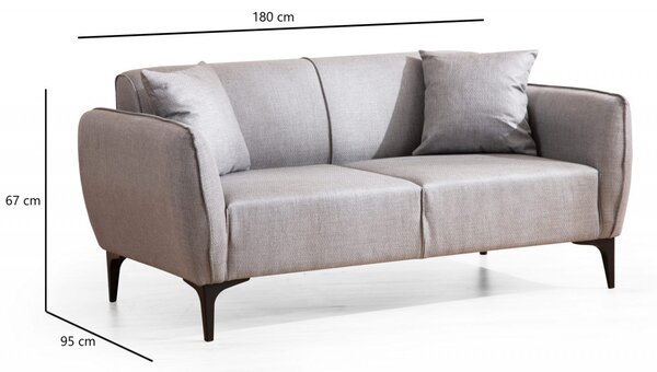 Диван за 2 места Naura Сив 185x55 см