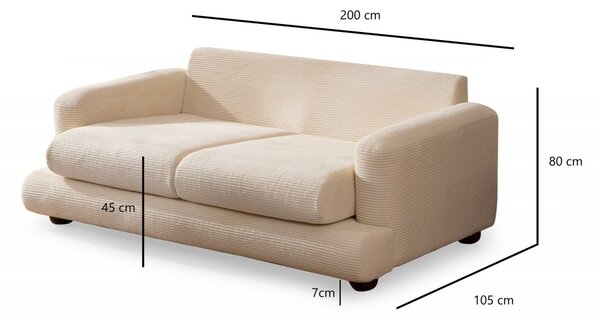 Диван за 2 места Ламия Крем 205x85 см