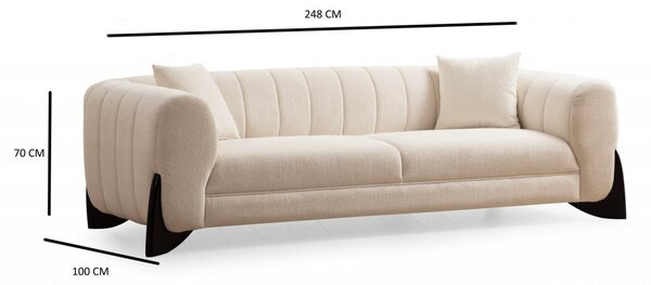 Диван за 3 места Дина Крем 255x75 см